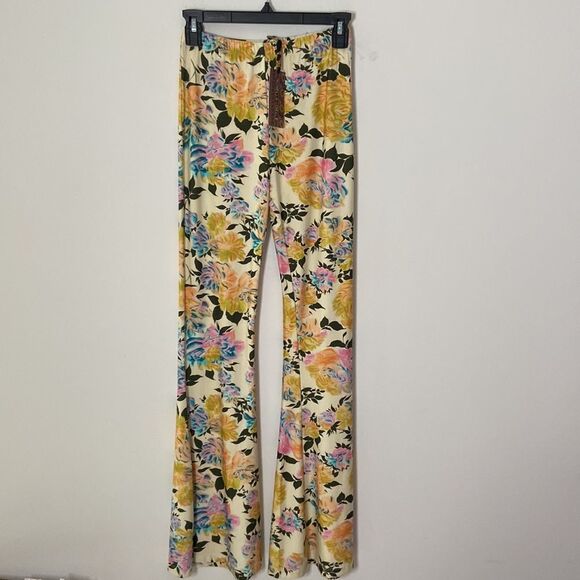 Novella Royale Janis Bell Bottom Pants Golden Motley Print Flower XS - Picture 3 of 7
